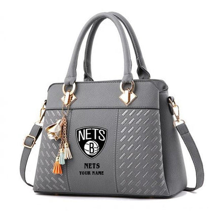 LIMITED EDITION - NEW CUSTOMIZED NBA25 BN BROOKLYN NETS WOMEN'S HANDBAGS MULTICOLOR